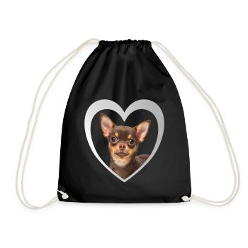 I Love my Chihuahua - Heart - Chihuahua - Drawstring Bag - black - Front