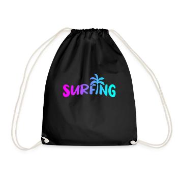 Surfing Retro - Drawstring Bag - black - Front