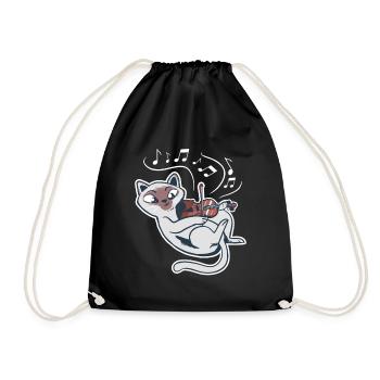 Sweet cat plays violin violin - Drawstring Bag - black - Front