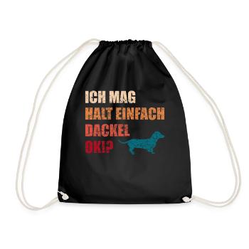 Dackelhund Dackel Hund Lustiger Spruch Geschenk - Turnbeutel - Schwarz - Vorne