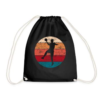 Handball Handballer Sportler Retro Geschenk - Turnbeutel - Schwarz - Vorne