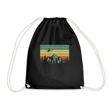 Vintage Glider Pilot Mountains Retro Gliding Pilot - Drawstring Bag - black - Front