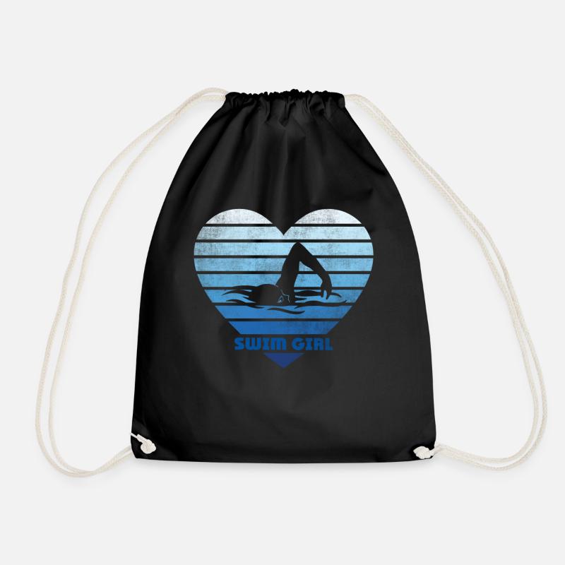 Schwimmerin Schwimmen Mädchen - Turnbeutel - Schwarz