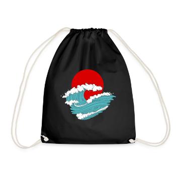 Japanische Welle Asiatische retro Tattoo Kunst - Turnbeutel - Schwarz - Vorne