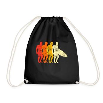 Retro Surfing Surfer - Drawstring Bag - black - Front