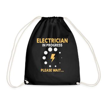 Electrician Apprentice Loading Journeyman - Drawstring Bag - black - Front