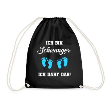 Ich bin schwanger ich darf das Schwanger Geschenk - Turnbeutel - Schwarz - Vorne