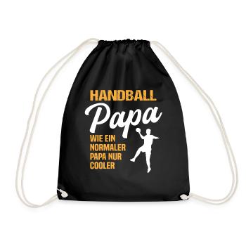 Handballer Papa Handball Sportler Geschenk Herren - Turnbeutel - Schwarz - Vorne