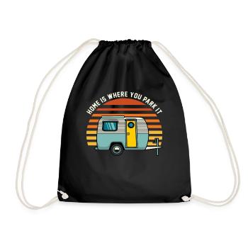 Camping Wohnwagen Urlaub Camper Wohnmobil Camping - Turnbeutel - Schwarz - Vorne