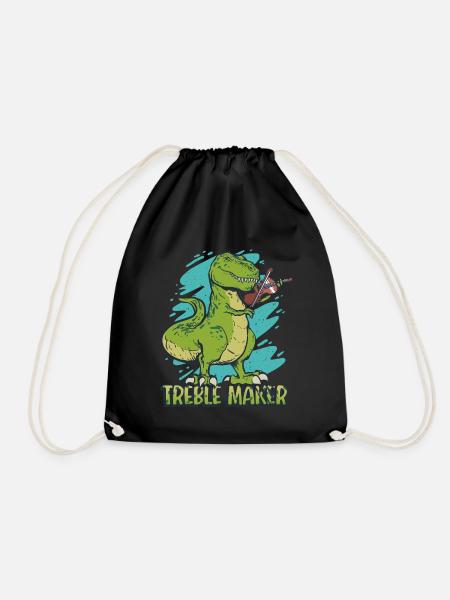 Treble Maker Funny dinosaur playing the violin - Drawstring Bag - black