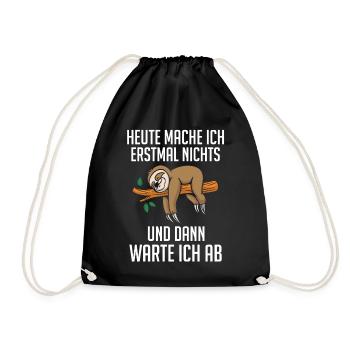 Faultier Heute Mache Ich Nichts Lustige Sprüche Fü - Turnbeutel - Schwarz - Vorne
