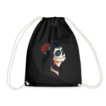 Cute Lady of the Dead La Calavera Catrina - Drawstring Bag - black - Front