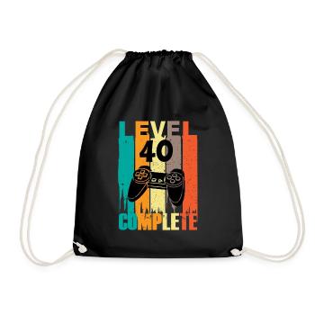 Level 40 Complete Gamer Geburtstag 40. - Turnbeutel - Schwarz - Vorne