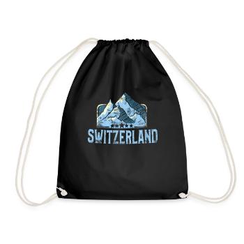 Schweizer Berge und Alpen Schweiz - Turnbeutel - Schwarz - Vorne
