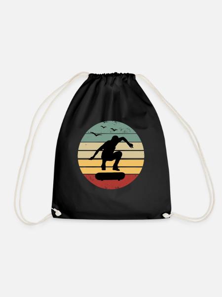Retro Skateboard Skater Skateboarding Skateboarder - Turnbeutel - Schwarz