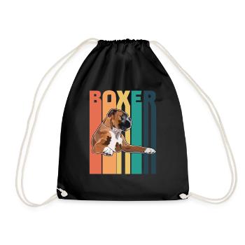 Boxer Chien Rétro - Sac de sport léger - noir - Devant
