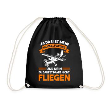 Modellflugzeug Flieger Flugzeug Pilot Modellflug M - Turnbeutel - Schwarz - Vorne