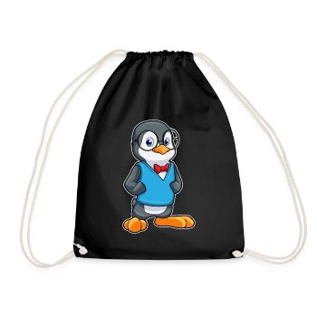 Pinguin Nerd Brille - Turnbeutel - Schwarz - Vorne
