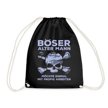 Böser Alter Mann - Camouflage Totenkopf Tarnmuster - Turnbeutel - Schwarz - Vorne