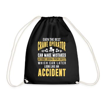 Crane operator Crane operator construction site work - Drawstring Bag - black - Front