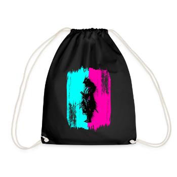 Samurai Silhouette Japan Krieger Schwarz Kunst - Turnbeutel - Schwarz - Vorne