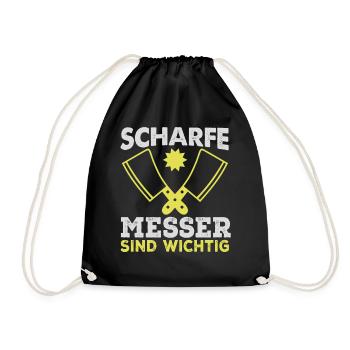 Metzger Fleischer Fleisch Fleischerei Geschenk - Turnbeutel - Schwarz - Vorne