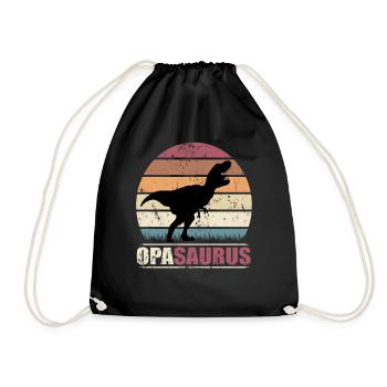 GrandpaSaurus Dinosaur Grandpa Saurus - Drawstring Bag - black - Front