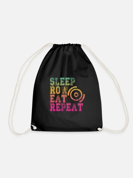 For rowers: SLEEP, ROW, EAT, REPEAT - Drawstring Bag - black