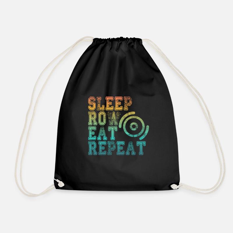 Für Ruderer: SLEEP, ROW, EAT, REPEAT - Turnbeutel - Schwarz