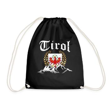 Tirol Tiroler Adler Wappen und Berge Retro Look - Turnbeutel - Schwarz - Vorne