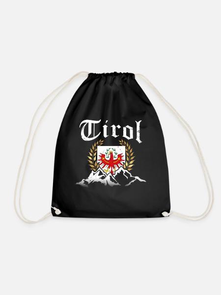 Tirol Tiroler Adler Wappen und Berge Retro Look - Turnbeutel - Schwarz