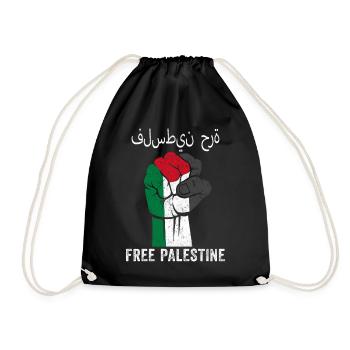 Free Palestine Support Free Palestine Flag - Drawstring Bag - black - Front
