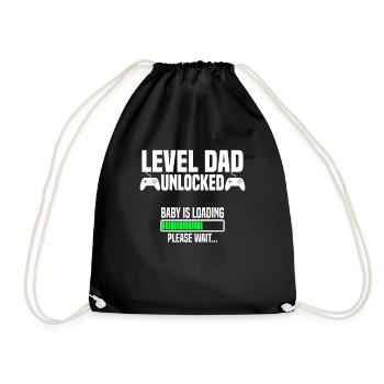 Level Dad unlocked - Turnbeutel - Schwarz - Vorne