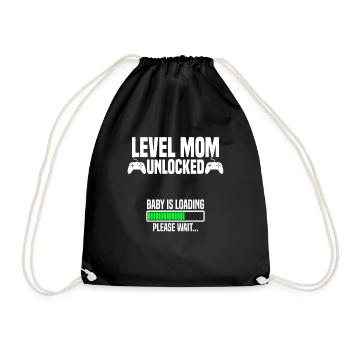 Level Mom unlocked - Turnbeutel - Schwarz - Vorne