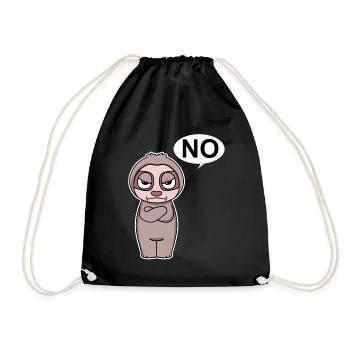 Sloth is annoyed and says no - Drawstring Bag - black - Front