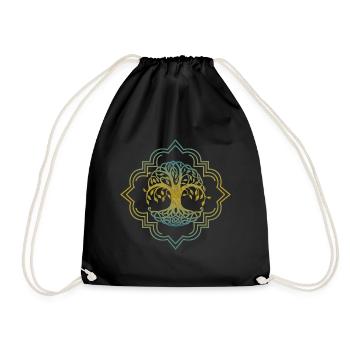 Der Weltenbaum Yggdrasil Wikinger Tattoo Design - Turnbeutel - Schwarz - Vorne