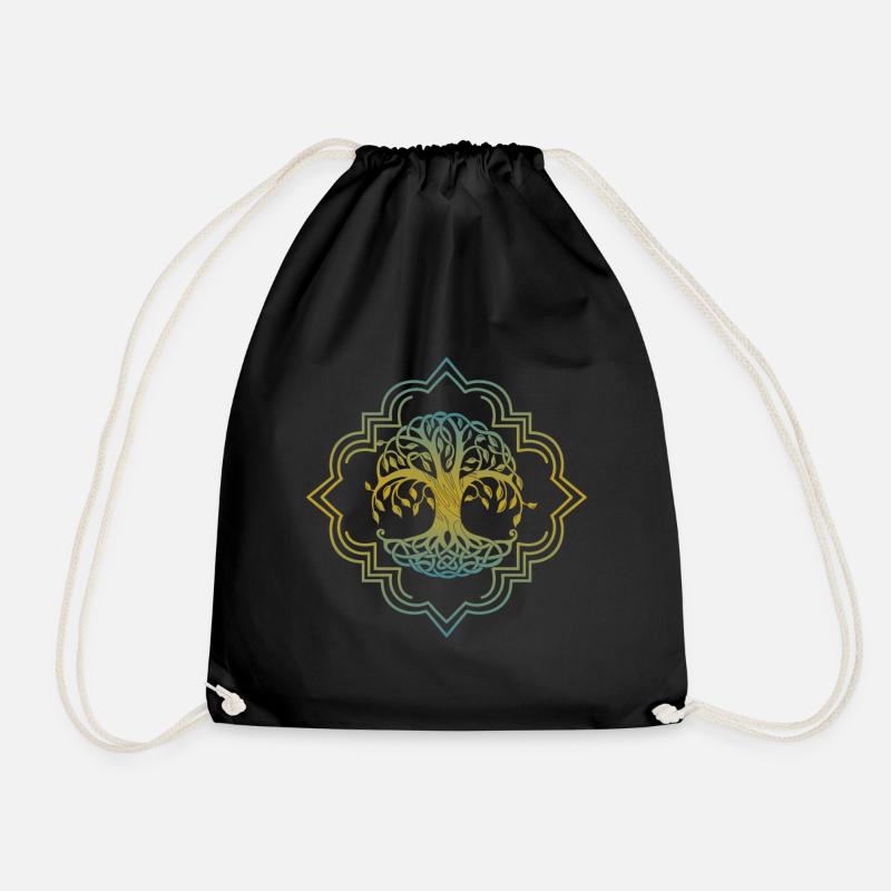 Der Weltenbaum Yggdrasil Wikinger Tattoo Design - Turnbeutel - Schwarz