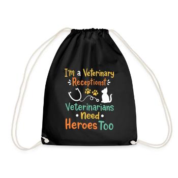 Veterinary Receptionist Veterinary Assistant Gift - Drawstring Bag - black - Front
