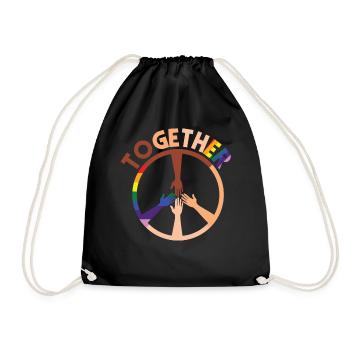 Human Rights Together Peace Sign - Turnbeutel - Schwarz - Vorne