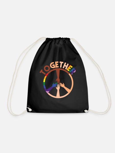 Human Rights Together Peace Sign - Turnbeutel - Schwarz