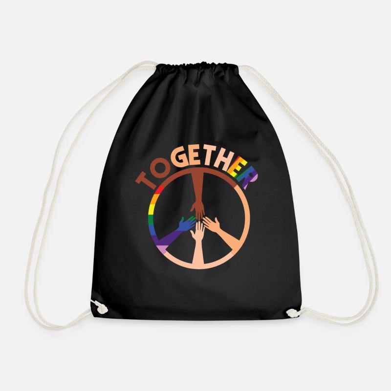Human Rights Together Peace Sign - Turnbeutel - Schwarz