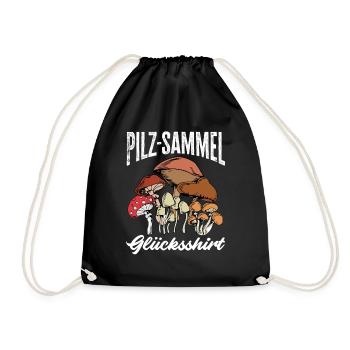 Mushroom Collecting Happiness Mushroom Search Gift - Drawstring Bag - black - Front