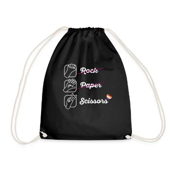 LGBTQ Lesbisch Schere Stein Papier Geschenk - Turnbeutel - Schwarz - Vorne