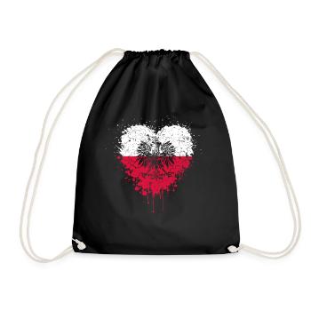 Polen Flagge & Adler Wappen - Turnbeutel - Schwarz - Vorne