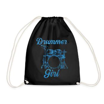 Fille à la batterie - Sac de sport léger - noir - Devant