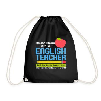 Lustig Englischlehrer Lehrerin Englisch Vokabeln - Turnbeutel - Schwarz - Vorne
