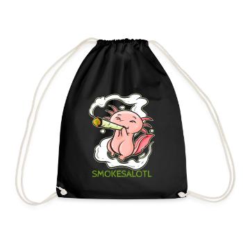 Smokesalotl - Funny Weed Axolotl Marijuana - Drawstring Bag - black - Front