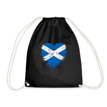 Scotland Flag Heart - Drawstring Bag - black - Front
