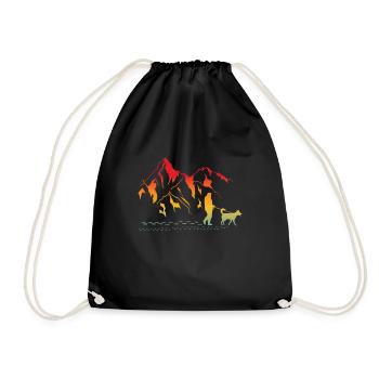 Mountains dog hiking Gassi vintage for dog owners - Drawstring Bag - black - Front