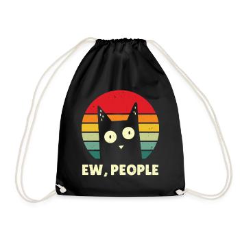 Cat Ew People Vintage Cat Lover Anti Social - Turnbeutel - Schwarz - Vorne